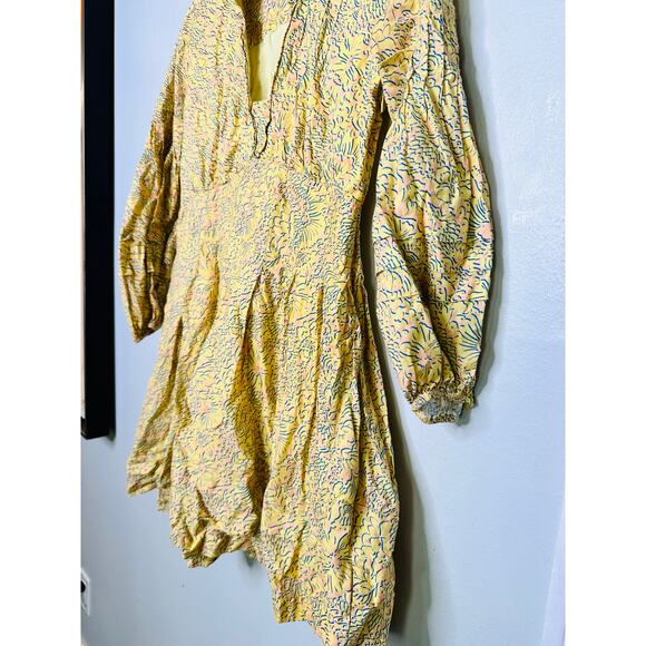 DEREK LAM 10 X RTR Yellow Floral 100% Cotton Hourglass V-Neck Mini Dress Size 42 - Picture 7 of 16
